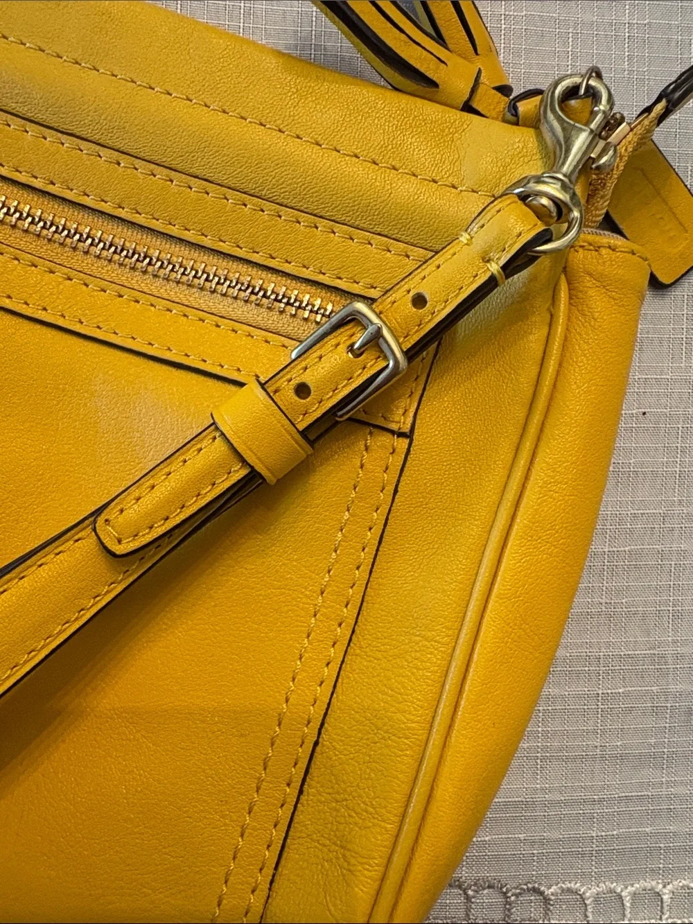 COACH Yellow Leather Clutch with Front Zip